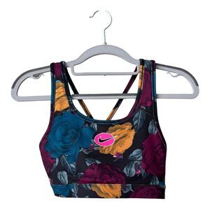 Nike Dri-Fit Sports Bra Womens XS Multi Color Floral Swoosh Medium Support